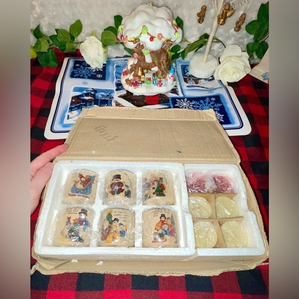 NWT set of 6 Vintage Ceramic Christmas Candle Holders w Different Color …